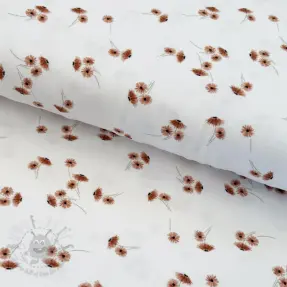 Tricot Watercolour leaves white digital print ORGANIC