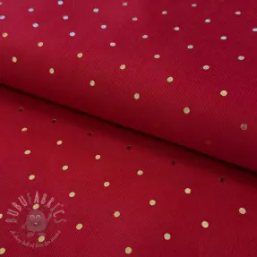 Catifea raiată subțire FOIL GOLD Dot red