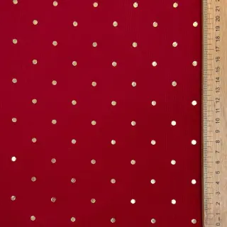 Catifea raiată subțire FOIL GOLD Dot red