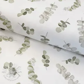 Țesătură decorativă Eucalyptus white green digital print