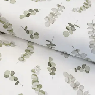 Țesătură decorativă Eucalyptus white green digital print