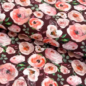Tricot Roses burgundy digital print