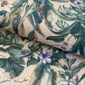 Țesătură decorativă Banana leaves linen digital print