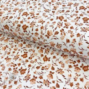Tricot Romantic flowers white mauve digital print