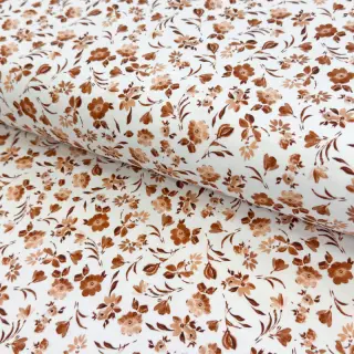Tricot Romantic flowers white mauve digital print