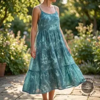 Mușelină TIE DYE dark cyan