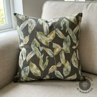 Țesătură decorativă Leaves army green digital print