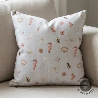 Țesătură decorativă Shells linen ecru digital print