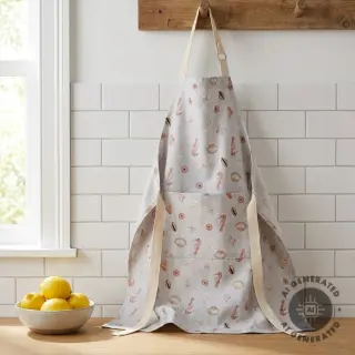 Țesătură decorativă Shells linen ecru digital print
