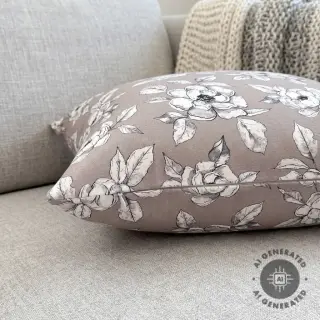 Țesătură decorativă Flowers taupe digital print
