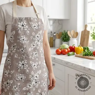Țesătură decorativă Flowers taupe digital print