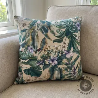 Țesătură decorativă Banana leaves linen digital print