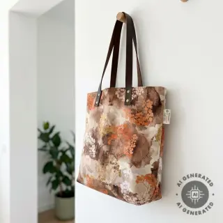 Țesătură decorativă Flowers toffee digital print