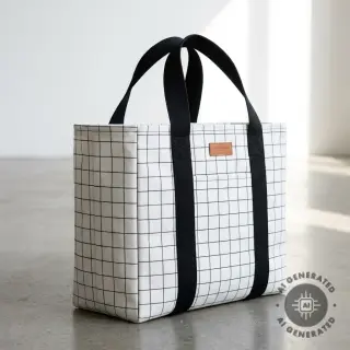 Țesătură decorativă premium Perfect grid lines black