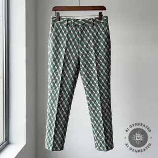 țesătură pentru costum de damă KNITTED JACQUARD Graphic green