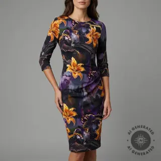 Materiale formale și pentru femei PUNTA DI ROMA Flowers black digital print