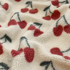 Stofă palton TEDDY JACQUARD Cherries ecru