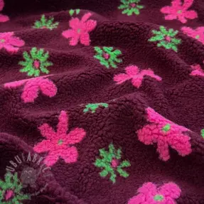 Stofă palton TEDDY JACQUARD Flowers burgundy