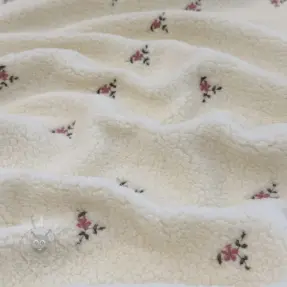 Stofă palton TEDDY EMBROIDERY Flowers ecru