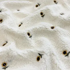 Stofă palton TEDDY JACQUARD EMBROIDERY Sunflower
