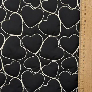 Material textil matlasat EMBROIDERY Hearts black