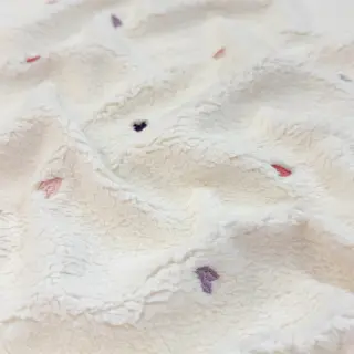 Stofă palton TEDDY EMBROIDERY Hearts ecru