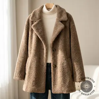 Stofă palton TEDDY soft taupe