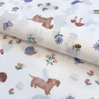 Țesătură din bumbac Animals in the garden design B digital print