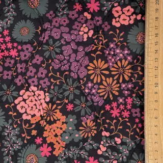 Țesătură din bumbac VOILE STEPPED Flowerie black digital print