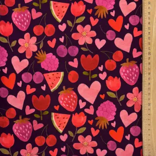 Tricot Juicy fruits purple digital print