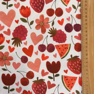 Tricot Juicy fruits white digital print