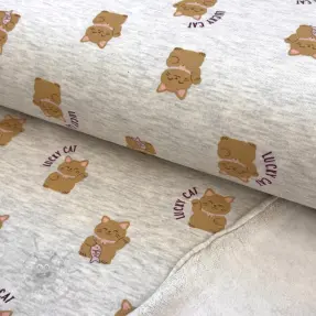 Jerse trening pieptănat Lucky cat off white melange