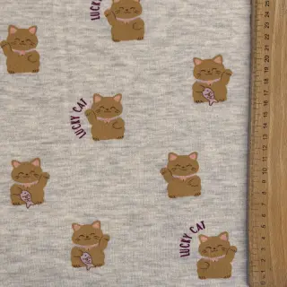 Jerse trening pieptănat Lucky cat off white melange