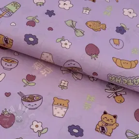 Țesătură din bumbac MATCHA lilac