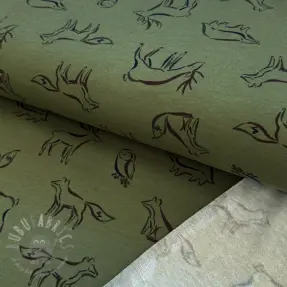 Jerse trening pieptănat SOFT Forest animals green