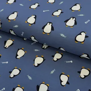 Tricot Penguins blue digital print