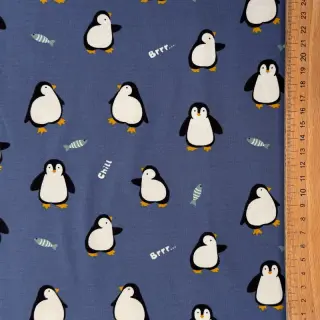 Tricot Penguins blue digital print