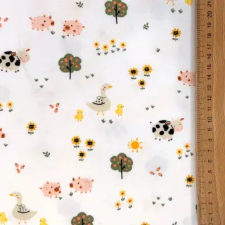 Tricot Farm animals white digital print ORGANIC
