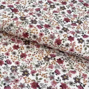 Țesătură din bumbac Autumn flowers ecru digital print