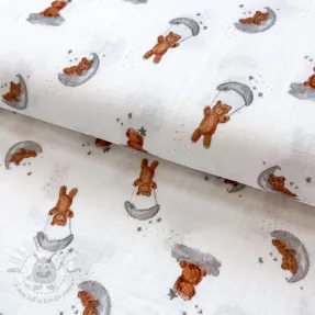 Mușelină Bears white digital print