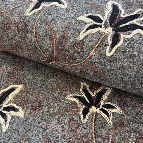 Stofă palton WOOLY EMBROIDERY Petra grey