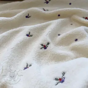 Stofă palton TEDDY EMBROIDERY Flora ecru