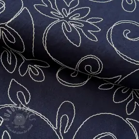 Viscoză cu in EMBROIDERY Flora navy