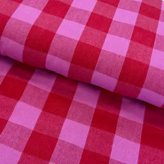 Țesătură din bumbac YARN DYED SONJA Checks red fuchsia