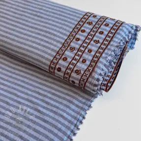 Mușelină EMBROIDERY 1 SIDE BORDER blue