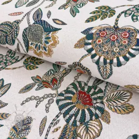 Țesătură decorativă jacquard Bosphore blanc emeraude