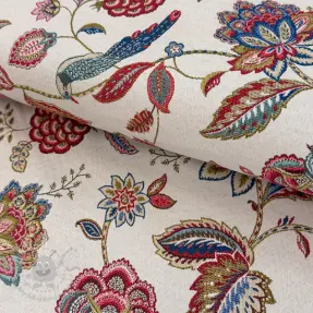 Țesătură decorativă jacquard Palampore blanc