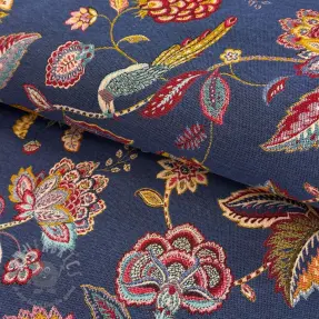 Țesătură decorativă jacquard Palampore bleu