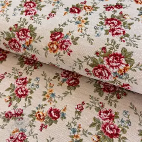 Țesătură decorativă jacquard Nina blanc rouge