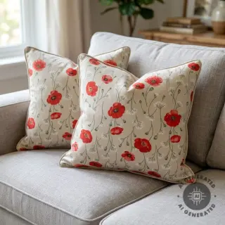 Țesătură decorativă Linenlook Eclosion rouge